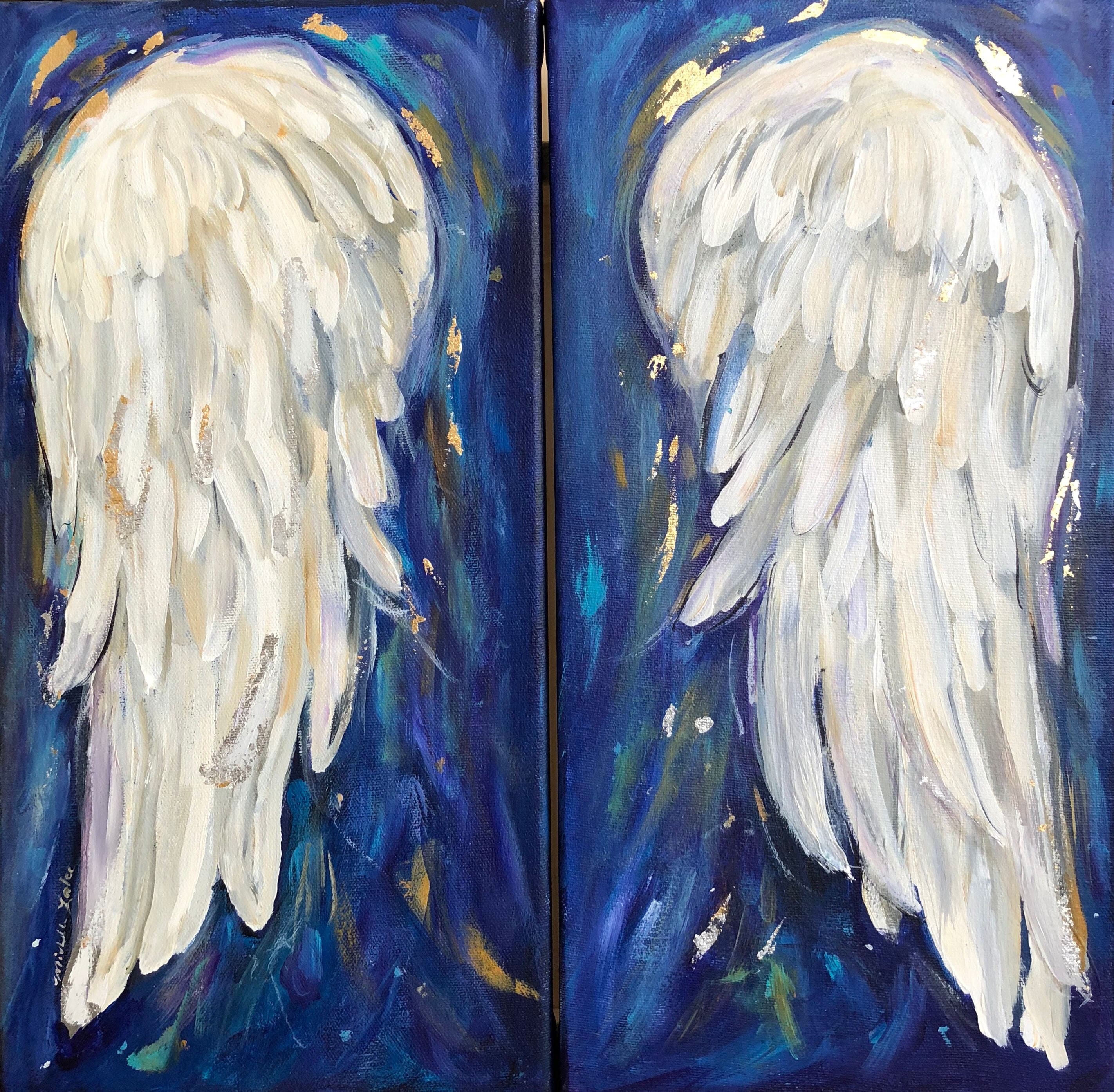 Angel Wings Painting on Two Canvases Custom Order Etsy UK
