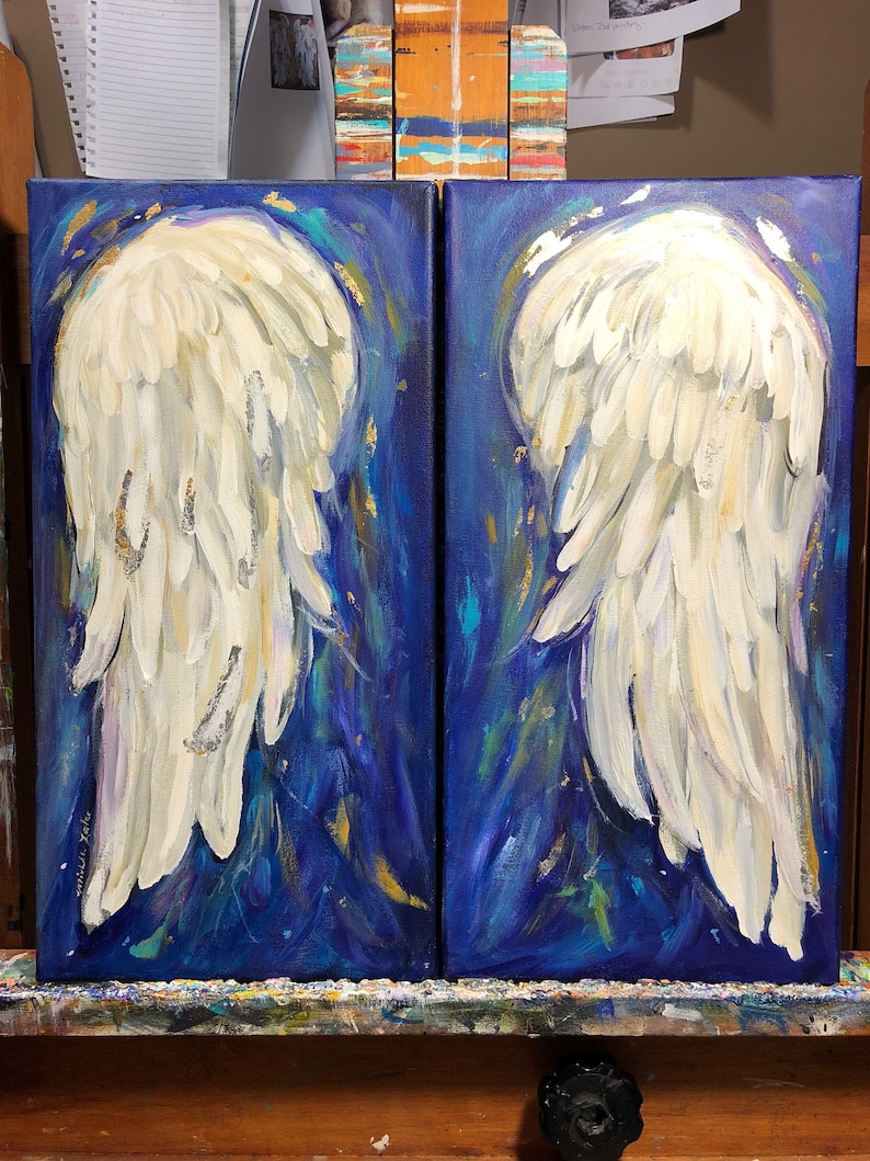 Angel Wings Painting on two Canvases custom order | Etsy