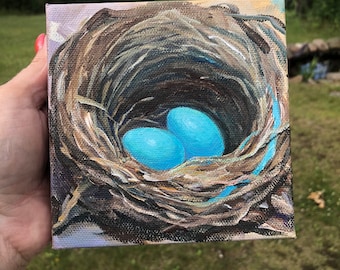 Tiny nest painting   Choose how many eggs you woukd like in your tiny nest  and you can choise the colour of the eggs.