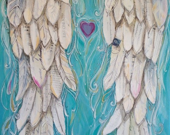 Angelwings Print of my original Painting called THE KISS 11x14