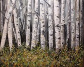 Peinture de tremble de bouleau à la lisière de la forêt 16x20 peinte sur mesure et expédiée dès que la peinture sèche