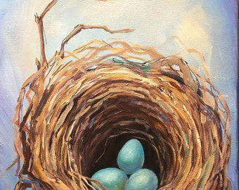 Nest Egg Painting Original Handpainted nest Art