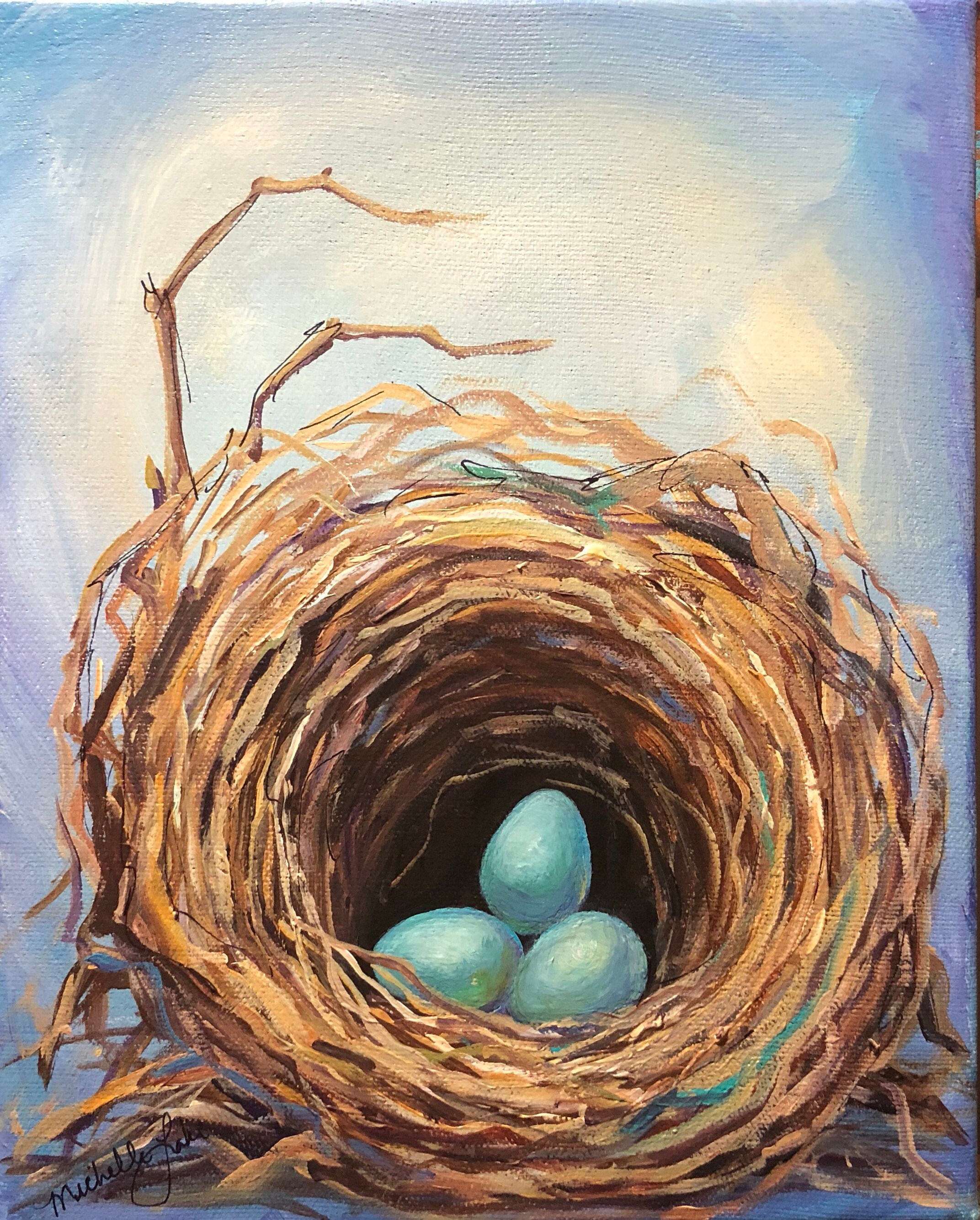 【P0号】【油彩】nest 原画 油絵 oilpainting Nest Egg Painting Original Handpainted Nest Art - Etsy