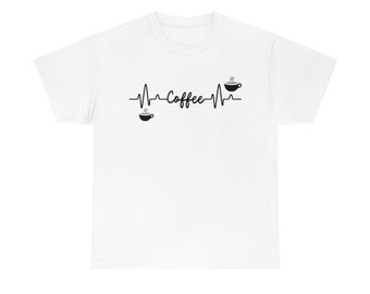 Coffee Heartbeat Unisex Heavy Cotton Tee