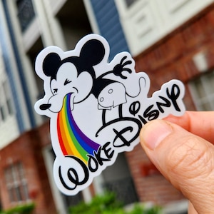 Woke Disny parody sticker- the mouse is sick - Micky is not woke - go woke go broke