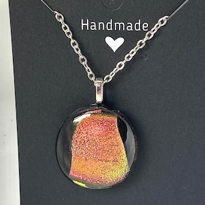 Dichroic Fused Glass Pendant Necklace Handmade in Canada