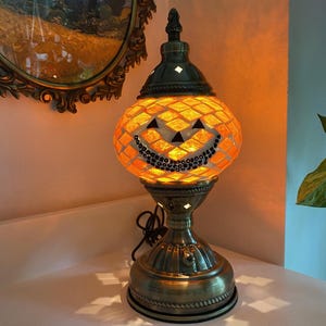 Pumpkin Friend Jack-o-Lantern Portable Turkish Style Table Lamp