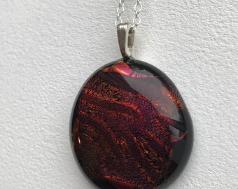 Handmade Dichroic Fused Glass Pendant Necklace