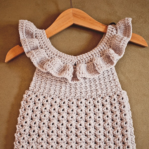 Crochet PATTERN  - Ruffle Romper (sizes 0-6 and 6-12 months) (English only)