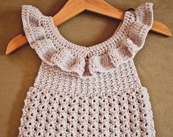 Crochet PATTERN  - Ruffle Romper (sizes 0-6 and 6-12 months) (English only)