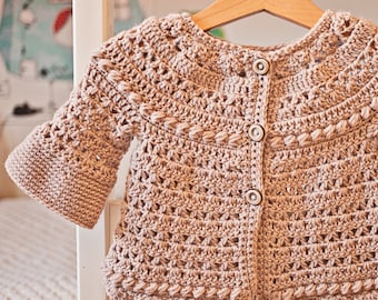 Crochet PATTERN - Bell Sleeve Cardigan (sizes baby up to 6 years) (English only)