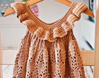 Crochet dress PATTERN - Truffle Ruffle Dress (sizes up to 10 years) (English only)
