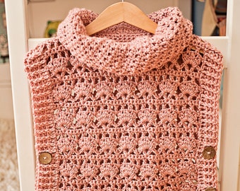 Crochet PATTERN - Rose Poncho - Pullover (sizes from 1-2y up to Adult XL) (English only)