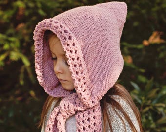 Knitting Pattern (pdf file) Instant Download - Hooded Scarf (English only)