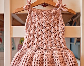 Crochet dress PATTERN - Pleated Dress (sizes up to 8 years) (English only)