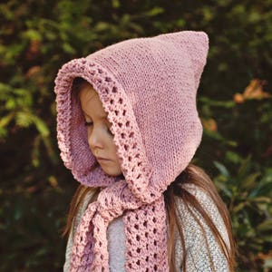 Knitting Pattern pdf file Instant Download Hooded Scarf English only image 1