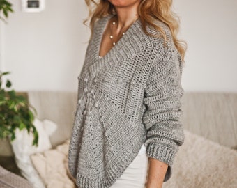 Crochet Pattern - Mama Hexagon Sweater (sizes S,M,L,XL,XXL,XXXL) (English only)