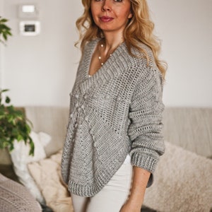 Patrón de crochet: suéter hexagonal de mamá (tallas S, M, L, XL, XXL, XXXL) (solo en inglés)