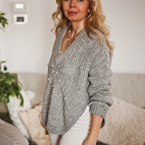 Crochet Pattern - Mama Hexagon Sweater (sizes S,M,L,XL,XXL,XXXL) (English only)