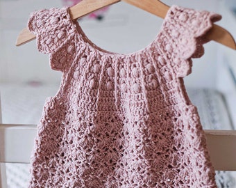 Crochet dress PATTERN - Dusty Rose Dress (sizes up to 10 years) (English only)