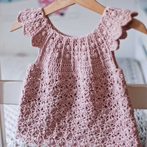 Crochet dress PATTERN Dusty Rose Dress sizes up to 10 years English only image 1