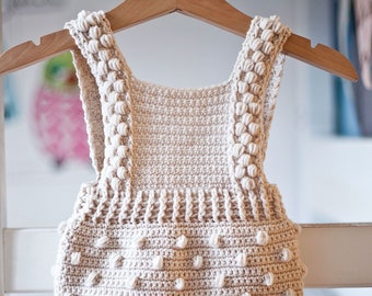 Crochet PATTERN - Pagliaccetto Bobble (taglie 0-3, 6-9, 12-18 mesi) (solo in inglese)