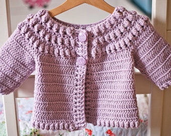 Crochet PATTERN - Popcorn Cardigan (sizes baby up to 10 years) (English only)