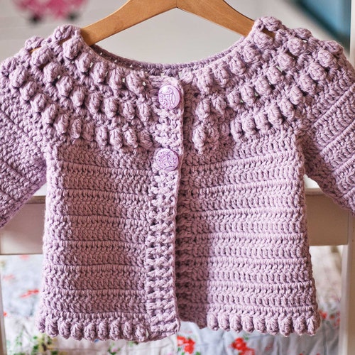 Crochet PATTERN Candy Pink Baby Cardigan english Only | Etsy