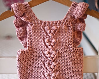 Crochet PATTERN  - Berry Romper (sizes 0-3, 6-9, 12-18 months) (English only)