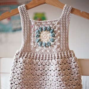 Crochet PATTERN  - Granny Square Romper (sizes 0-3, 6-9, 12-18 months) (English only)