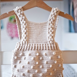 Crochet PATTERN  - Bobble Romper (sizes 0-3, 6-9, 12-18 months) (English only)