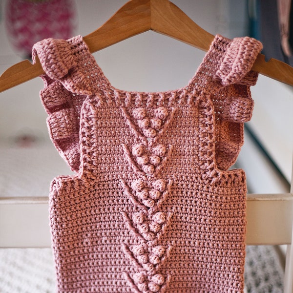 Crochet PATTERN  - Berry Romper (sizes 0-3, 6-9, 12-18 months) (English only)