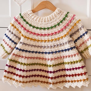 Crochet dress PATTERN - Rainbow Dress (sizes 0-6m up to 10 years) (English only)