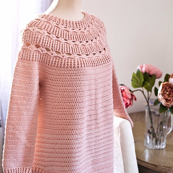 Crochet PATTERN  - Mama Ester Sweater (sizes S, M, L, XL, XXL) (English only)