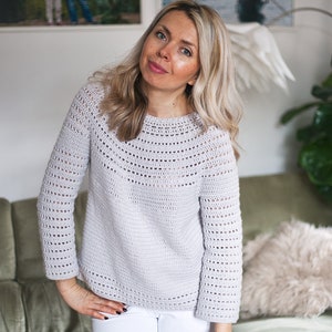 Crochet PATTERN Pearl Sweater sizes S, M, L, XL, XXL English only zdjęcie 1