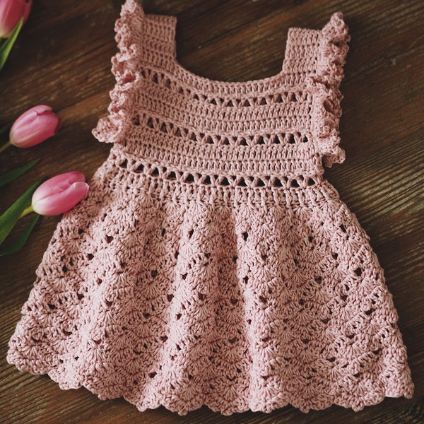 Crochet dress PATTERN - Tuberose Dress (sizes up to 8 years) (English only)