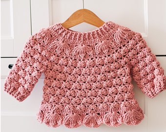 Crochet PATTERN  - Maple Sweater (child sizes 6-12m up to 9-10years) (English only)