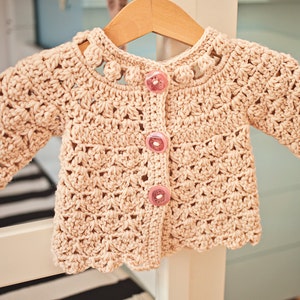 Crochet PATTERN Fun Shell and Cluster Cardigan sizes baby up to 8 years English only image 4