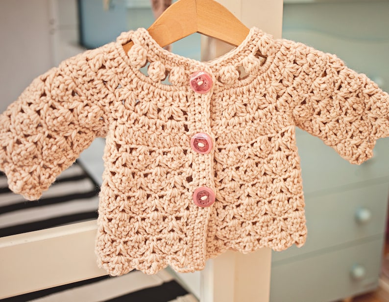 Crochet PATTERN Fun Shell and Cluster Cardigan sizes baby up to 8 years English only image 4