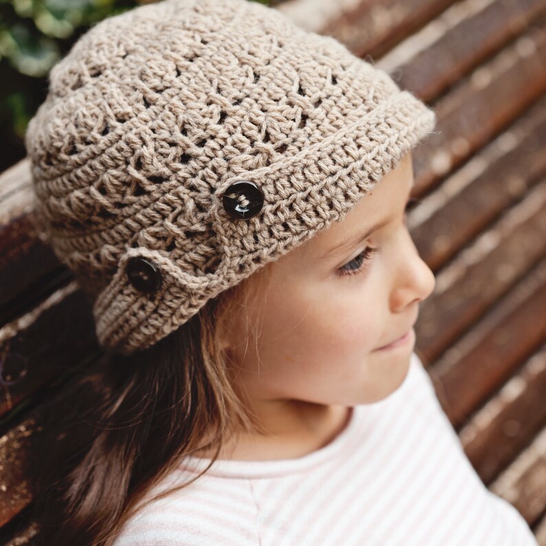 Crochet PATTERN Buttoned Brim Hat baby to adult English only image 3