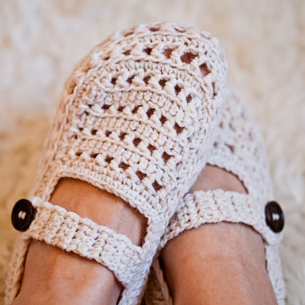 Crochet PATTERN  - Ladies Milky Slippers (English only)