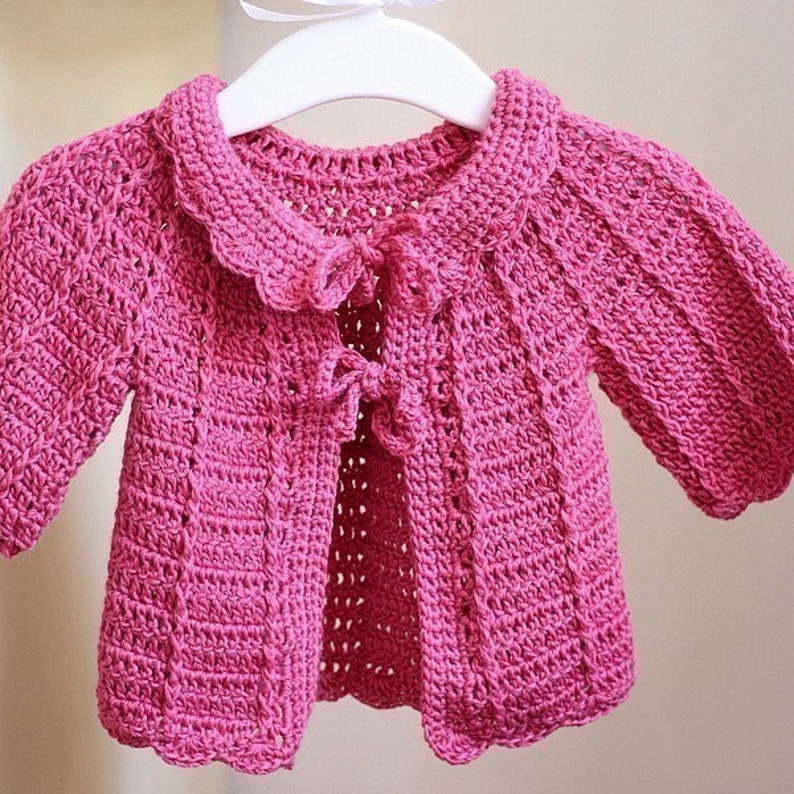 Crochet PATTERN Candy Pink Baby Cardigan English only image 2