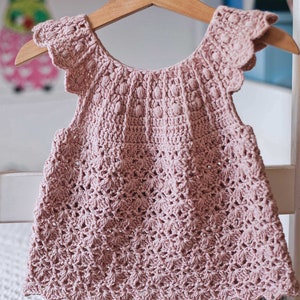 Crochet dress PATTERN Dusty Rose Dress sizes up to 10 years English only image 2