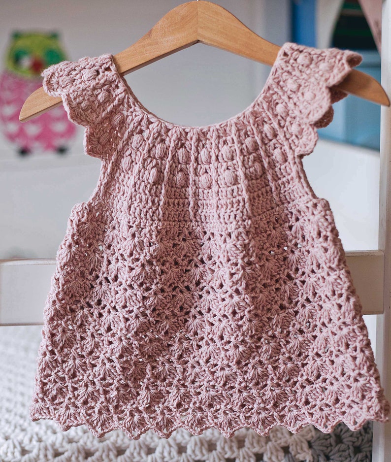 Crochet dress PATTERN Dusty Rose Dress sizes up to 10 years English only image 2