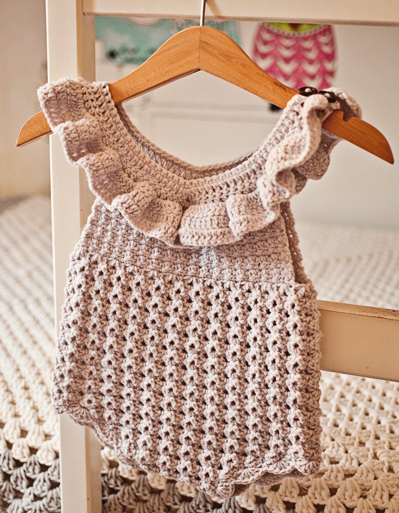 Crochet PATTERN Ruffle Romper sizes 0-6 and 6-12 months English only image 2