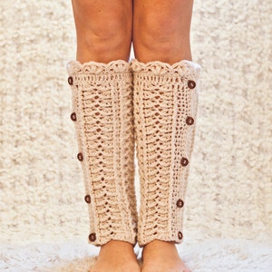 Crochet PATTERN - Ivory Buttoned Leg Warmers (English only)