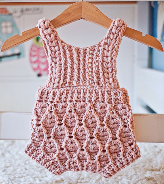 Crochet PATTERN Elodie Romper sizes 0-3m, 6-9m and 12-18months