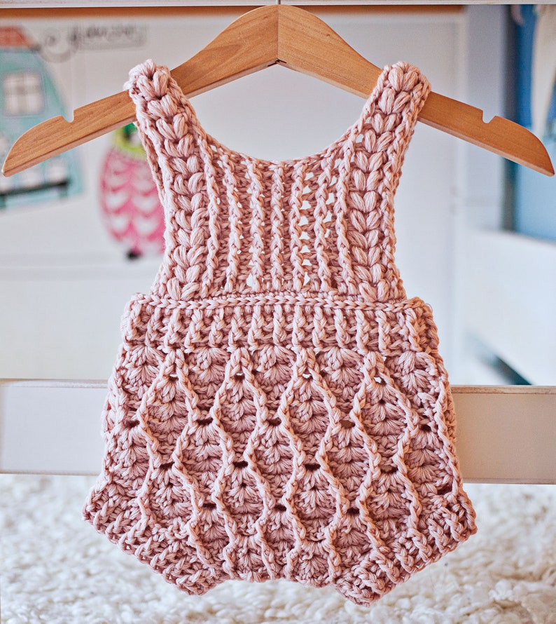 Crochet PATTERN Elodie Romper sizes 0-3m, 6-9m and 12-18months English only image 1