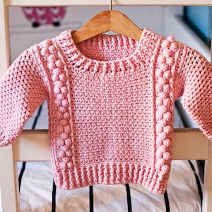 Häkelanleitung - Bommel-Pullover (Kindgrößen 6-9m bis 9-10Jahre) (nur Englisch)