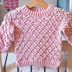 Crochet PATTERN  - Lacy Rhomb Sweater (child sizes 6-9m up to 9-10y) (English only)